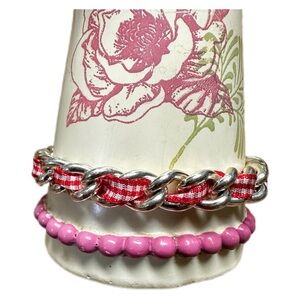 Tommy Hilfiger Silver and Red Bracelet Set